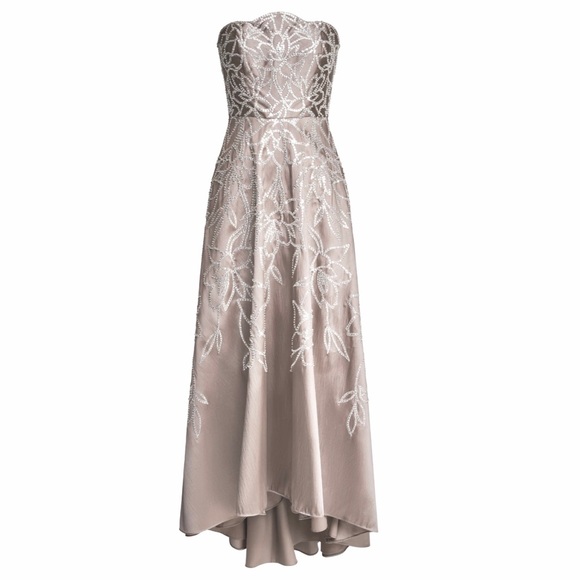 Theia Women's Pamela Embellished Mikado Strapless High Low Evening Gown Size 4 - Picture 12 of 15